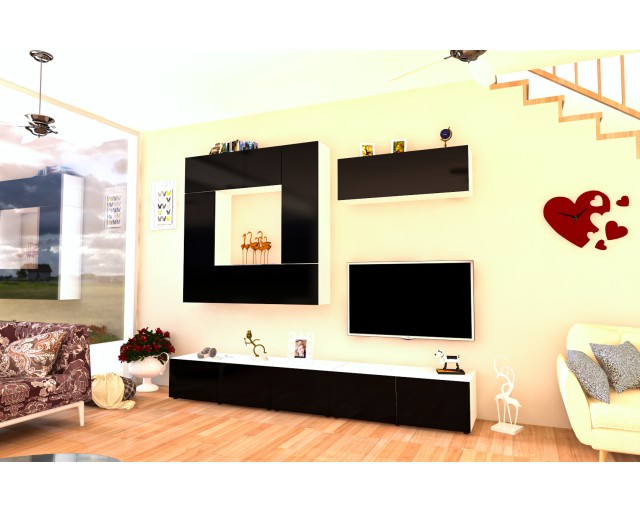 Living Armonia PAL Negru Lucios - Varianta 2 cu sistem "PUSH TO OPEN"